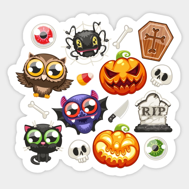 Halloween Cartoon Characters Mix Sticker by Voysla